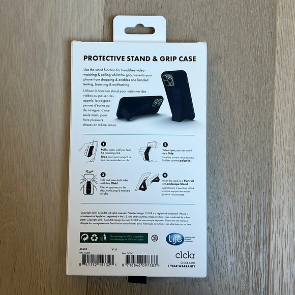 NWT iPhone13 Pro Max Stand & Grip Phone Case in navy blue - Picture 4 of 7